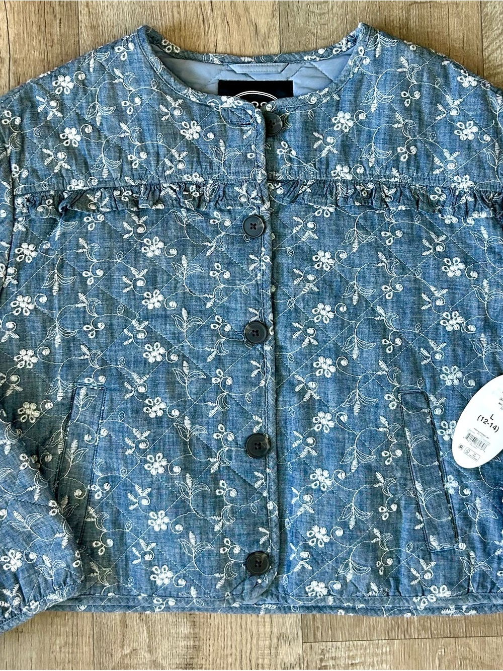 Blue Floral Quilted Jacket - Women's Button-Front Blazer